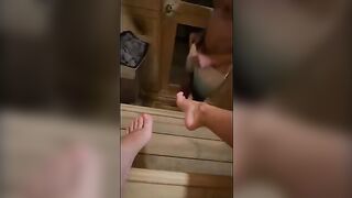 This Italian guy masturbates while in sauna... I went there and sucked his cock until he came