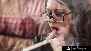 An investigator, portrayed by the stunning Riley Reid, rubs her pussy imagining missing girls in a fantasy scene