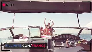 Busty cougar gets her tight asshole gapped on a yacht