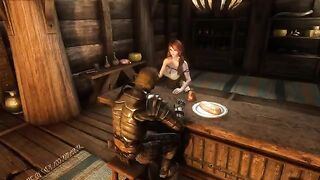 In the tavern, Ysolda met a traveler and invited him to have fun