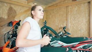 I fixed my motorcycle and fucked a hot babe with it in the background