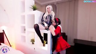 A hot cosplay girl, Octokuro, fucks her doppelganger in a steamy scene