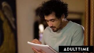 Pervert stepson gets caught drawing sexy stepmom RayVeness's pussy
