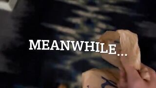 Blue-haired thick star begs delivery guy for sex in hotel roleplay