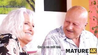 Hot mature seduces a guy and fucks in front of her husband