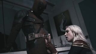 Deadpool fucks blonde Captain Marvel in a steamy, hardcore scene