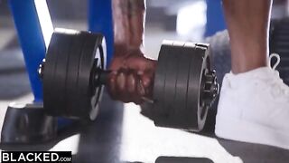 Two gym bunnies share two thick BBCs in an intense session