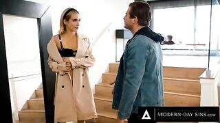Aiden Ashley gets punished by her boyfriend for being with his best friend