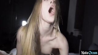 Skinny teen gets her tight pussy railed hard and deep