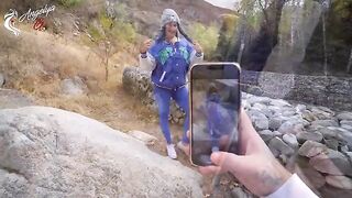 A sexy girl made blowjob for her lover in nature