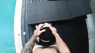 Sloppy blowjob, titfuck, and hard doggyfuck with creampie