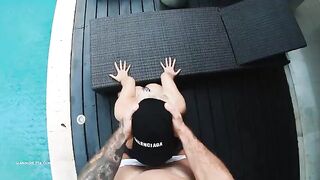 Sloppy blowjob, titfuck, and hard doggyfuck with creampie
