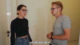 The husband watches as his wife gets intimate with a realtor to save on the house