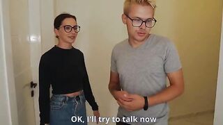 The husband watches as his wife gets intimate with a realtor to save on the house