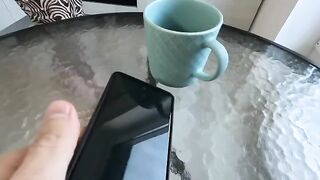 The stepson gets his morning dick sucked by the hot stepmom in the kitchen