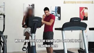 The girl is a dirty slut who gets fucked in the gym by a guy