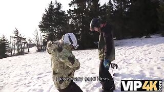 The skier picked up a girl and fucked her in POV