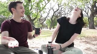 A day at the park ends with a guy cumming in the mouth of a cute teen