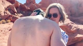 Babe fucked by her friend on the desert hike in front of hubby