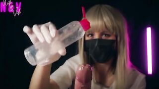 Crazy nurse in latex suit will make you cum twice