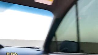 A guy right in the car seduced a girl and she started to deepthroat him
