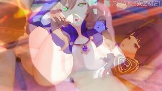 Genshin Impact animated porn with Raiden Shogun and Lisa in action