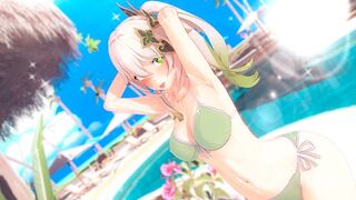The beautiful girl is fucking with a guy in the style of Genshin Impact