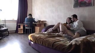The girl cheats on her husband with a guy, getting caught up in the heat of the moment