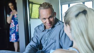 Hot stepdaughter Jane Wilde rides her stepdad's fat cock in front of her stepmom
