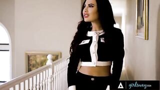 The girl catches her boyfriend with his mistress and they both fuck