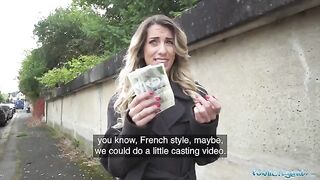 Hot French teacher screwed in public by agent for cash