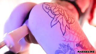 Machine fucker Marseline, a hot babe with tattoos