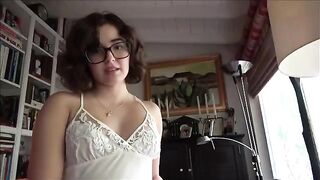 Nerdy girl with glasses seduced her stepdad for sex