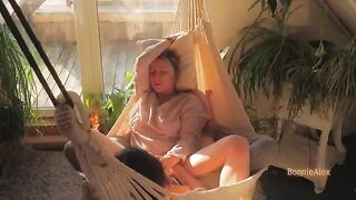 The couple enjoy a sunny day with sensual sex and mutual masturbation