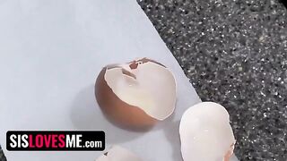 Step sister Dana Wolf seduced her stepbrother and gave him a blowjob in the kitchen