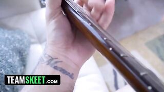Two step sisters Demi Sutra and Evelin Stone share BF’s huge cock