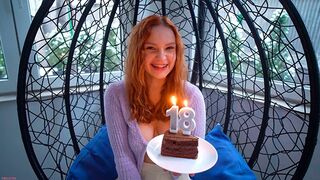 Skinny babe celebrates her 18th birthday with a passionate fuck session
