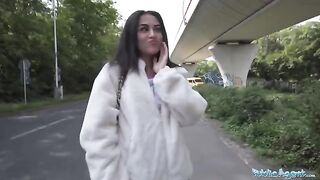 A hot petite babe got fucked outdoors by a taxi driver in HD