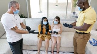 Step daughters Sera Ryder and Alona Bloom get their twats fresh and clean for step dads
