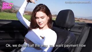 A daring chick is getting fucked in the car for money