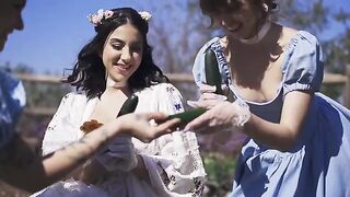 A hot threesome sex in the park with Riley, Ryan, and Lena, featuring a steamy encounter