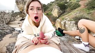 Two beautiful 18-year-old girls get fucked on the beach