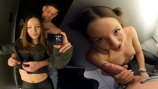 Dangerous sex in the dressing room can end with a happy ending for shopping