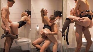 Pervert dude fucked his stepsister in the bathroom wearing mini dress