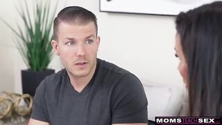 Shay Sights, a busty MILF, seduces her stepson with her impressive 36D curves