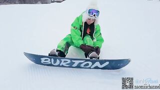 Ski resort sex with creampie and outdoor action