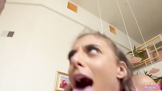 Gia Derza, sexy brunette with amazing ass, takes two cocks