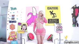Skinny blonde slut Slimthick Vic gets her pussy filled with sticky cum