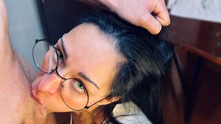 Student substitute teacher with cute brunette gave her body for exam