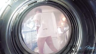 Girl searched for panties in the washing machine and had sex with her boyfriend